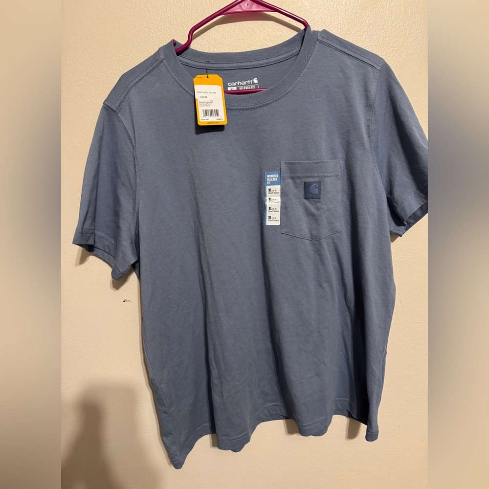 Carhartt Women's Slate Blue Short Sleeve T-Shirt Relaxed Fit Size XL